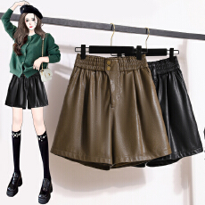 批发高腰<b class='q'>皮短裤</b>女新款通勤韩版宽松显瘦五分裤时尚设计感百搭外穿靴裤
