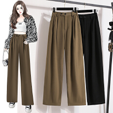 批发宽松拖地西装裤女春装新款垂感休闲直筒裤时尚百搭西装阔腿裤长裤