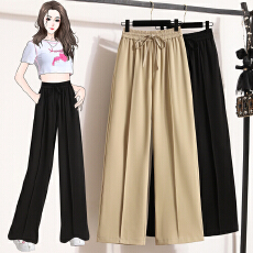 批发西装阔腿裤女春<b class='q'>夏</b>新款高腰垂感抽绳直筒裤休闲百搭遮胯显瘦长裤