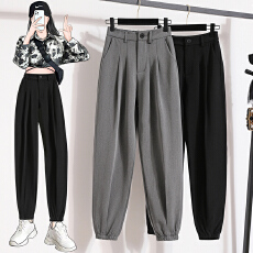 批发<b class='q'>大码</b>西装裤女26高腰休闲裤胖妹妹显瘦哈伦裤束脚九分休闲小脚西裤