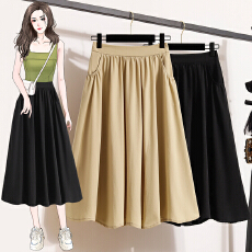 批发休闲<b class='q'>半身裙</b><b class='q'>女</b>2026春夏新款松紧高腰遮肉挺阔口袋设计A字中长款裙