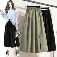 批发胖妹妹半身裙2026春<b class='q'>夏</b>新中长款高腰显瘦A字裙大码休闲开叉西装裙