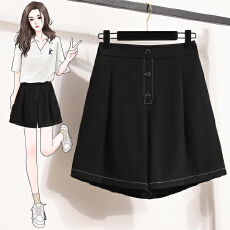 批发西装短裤<b class='q'>女</b>2026夏季新款高腰垂感设计感松紧腰短裤大码A字阔腿<b class='q'>裤</b>