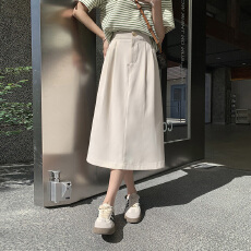 批发胖妹妹半身裙女2026春夏新款高腰垂感<b class='q'>中长款</b>A字裙遮胯显瘦<b class='q'>西装</b>裙