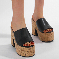 批发12cm超高跟方头一字拖鞋大码休闲<b class='q'>韩版</b>女夏季凉鞋34-43码