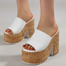 批发12cm超高跟方头一字拖鞋大码休闲<b class='q'>韩版</b>女夏季凉鞋34-43码