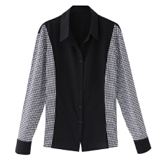 批发<b class='q'>春秋</b>新款<b class='q'>女装</b>翻领拼接雪纺衫上衣开衫衬衫