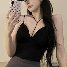 批发挂脖西装内搭小吊带背心女美背一体<b class='q'>内衣</b>带胸垫西服打底甜辣上衣秋