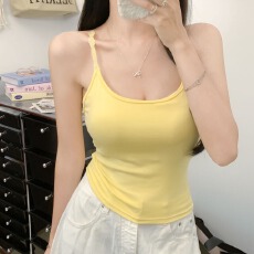 批发夏季新款纯欲交叉<b class='q'>蕾丝</b>美背吊带背心带胸垫免穿<b class='q'>文胸</b>辣妹外穿