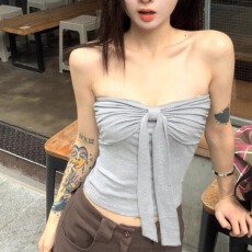批发<b class='q'>夏</b>季新款纯欲性感绑带洁一字围显瘦女固定带胸垫百搭上衣