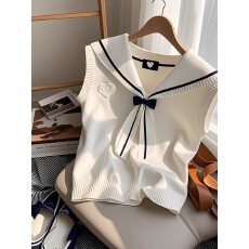 批发纯欲ins蕾丝边蝴蝶结短袖针织衫女夏季法式木耳边打底T恤短款上衣