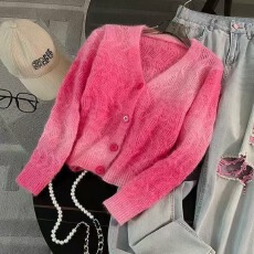 批发法式渐变色小香风<b class='q'>毛衣</b>开衫外套2026春秋设计感小众短款针织开衫<b class='q'>女</b>