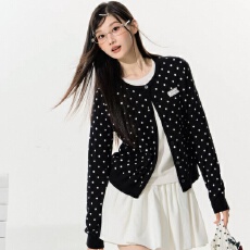 批发韩系慵懒松弛感针织衫毛衣女<b class='q'>秋</b>冬2026新款独特超好看波点短款上衣