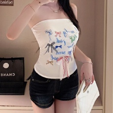 批发甜辣少女吊带背心女2026夏季新款纯欲蝴蝶结印花设计百搭时尚上衣