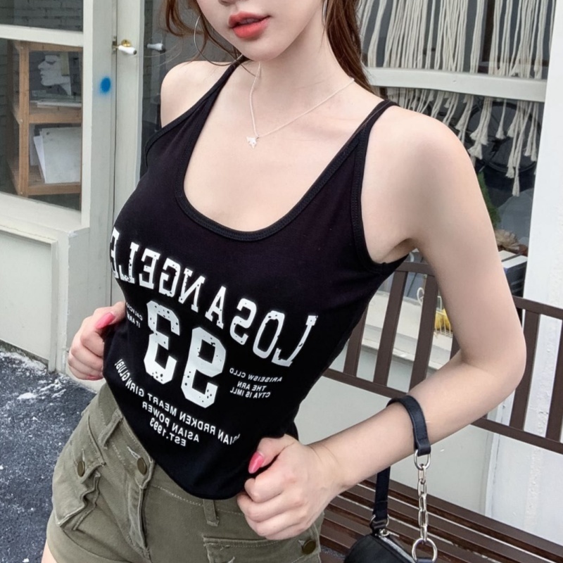 아메리칸 알파벳 프린트 조끼 슬립 여성 여름 2026 새로운 몸매 가꾸기 달콤한 핫걸 인사이드 가져 가라. 민소매 외출용 맨위