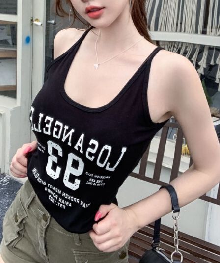 아메리칸 알파벳 프린트 조끼 슬립 여성 여름 2026 새로운 몸매 가꾸기 달콤한 핫걸 인사이드 가져 가라. 민소매 외출용 맨위