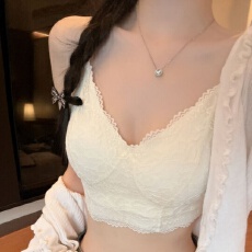 批发带胸垫<b class='q'>蕾丝</b>花边吊带背心女免穿<b class='q'>文胸</b>一体式薄款夏季内搭美背内衣