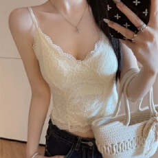批发甜辣风<b class='q'>蕾丝</b>性感吊带背心女夏季外穿美背<b class='q'>文胸</b>一体百搭无袖打底上衣