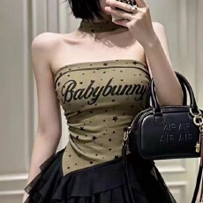 批发纯欲辣妹简约修身挂脖绑带吊带背心女内搭外穿设计带胸垫无袖上衣