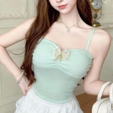 批发韩系辣妹风<b class='q'>蕾丝</b>蝴蝶结抹胸吊带背心女带胸垫<b class='q'>婚纱</b>内搭性感修身上衣