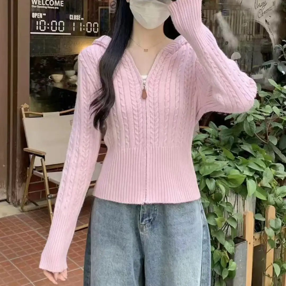 한국인기 꽈배기 후드 니트 가디건 상세 이미지 1