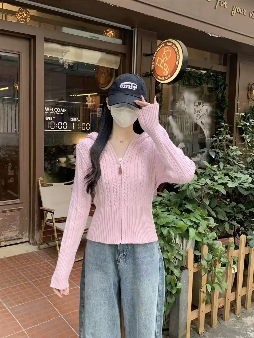 한국인기 꽈배기 후드 니트 가디건 상세 이미지 3