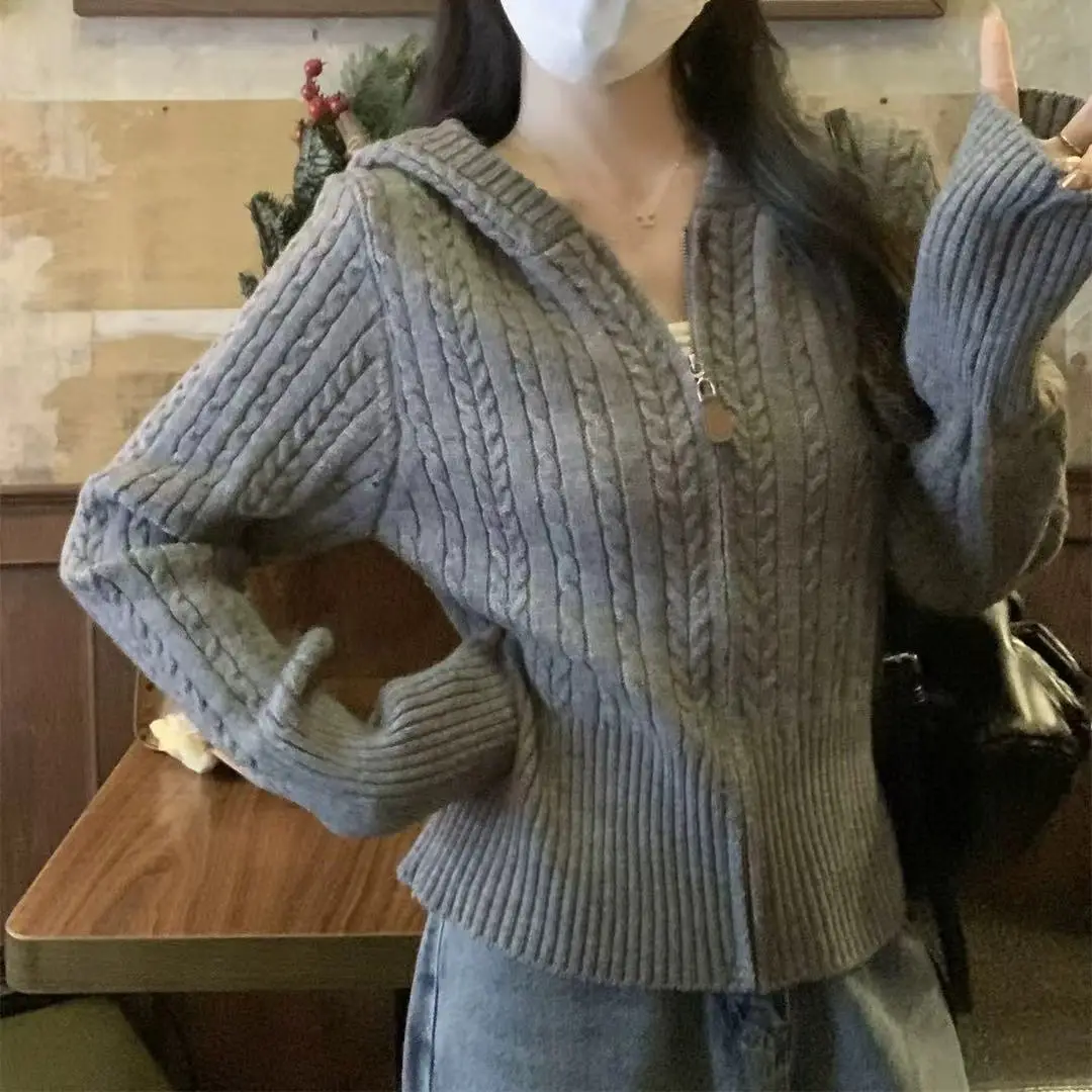 한국인기 꽈배기 후드 니트 가디건 상세 이미지 7
