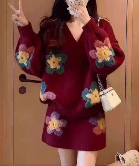한 바람 chic 전체 집합 느긋한 느슨함 센스 부드러운 바람 2026 새로운 V넥 니트 스웨터 미니 스커트 투피스 슈트