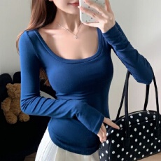 批发纯欲蕾丝性感修身上衣女早春新款长袖T恤后背<b class='q'>镂空</b>外穿内搭打底衫