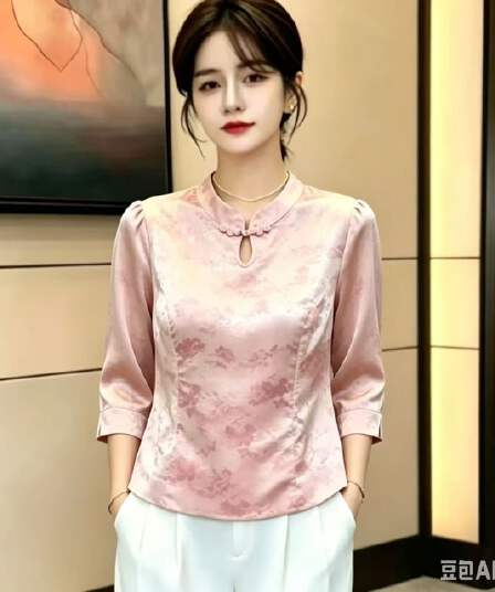 레트로 국풍 새로운 중식 맨위 7부 소매 새로운 몸매 가꾸기 슬림해 보이는 치파오 다용도 작은 셔츠 여름 새로운 여성 의류