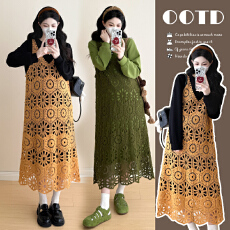 批发实拍新品2026秋<b class='q'>冬</b>新款孕妇连衣裙两件套