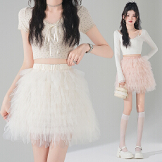 批发实拍 蕾丝花边蛋糕半身裙女夏季小个子高腰<b class='q'>显瘦</b>防走光a字蓬蓬短裙