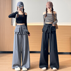 批发实拍2026新款<b class='q'>女</b>设计感<b class='q'>西装</b>阔腿裤宽松<b class='q'>休闲</b>直筒裤百搭拖地裤高级感