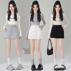 批发<b class='q'>实拍</b>辣妹抽绳运动短裙2026春夏少女运动感高腰百搭包臀A字半身裙