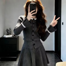 批发超好看<b class='q'>春</b>装一整套韩系穿搭小香风独特漂亮针织衫半身裙两件套装女