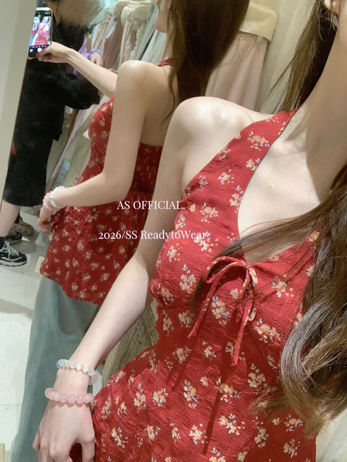 빨간색 꽃무늬 행침 목 캐미솔 여름 외출용 휴가 바람 핫걸 오프숄더 Chic 연령 감소 민소매 맨위