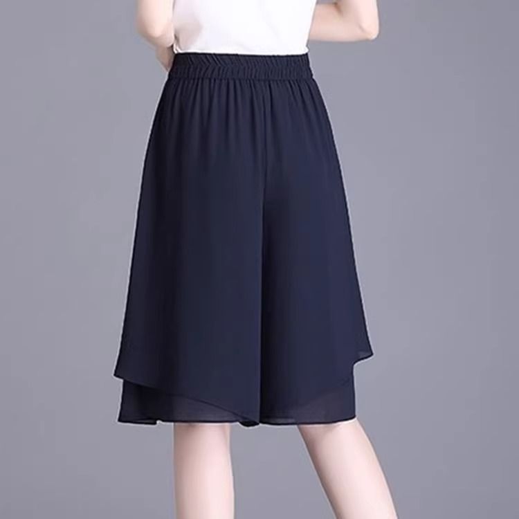 MY10925# 裙裤女夏季薄款爆款宽松七分裤小个子裤子宽松垂感雪纺阔腿裤...