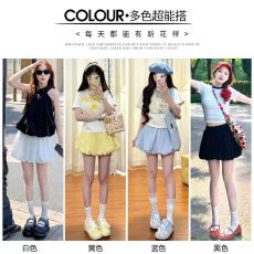 批发蓝色花苞短裤女外穿夏季薄款2025新款小个子休闲灯笼蓬蓬<b class='q'>半身</b>裙裤
