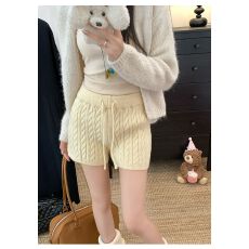 批发秋冬辣妹麻花阔腿针织短裤女小个子外穿松紧腰<b class='q'>打底裤</b>