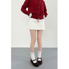 批发白色羊羔毛半身裙女<b class='q'>冬</b>季微胖显瘦A字裙高腰A字包臀短裙子