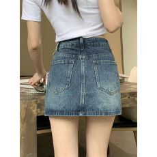 批发【带牛仔内衬】短半身裙女<b class='q'>复古</b>高腰a字包臀短裙子