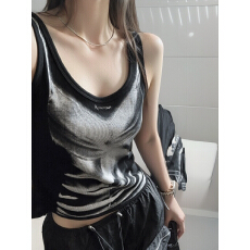 批发撞色背心女修身短款