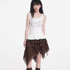 批发白色吊带背心修身连帽无袖背心上衣古早轻亚轻奢穿搭