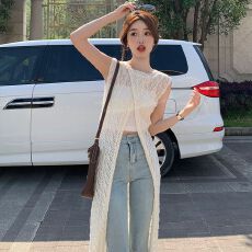 批发镂空背心针织衫裙女韩系薄款外搭罩衫叠穿上衣