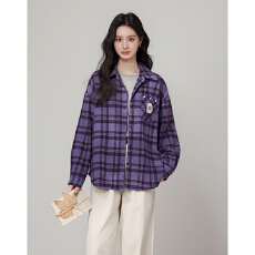 批发实拍~毛呢厚款格子学院风甜酷<b class='q'>衬衫</b>外套