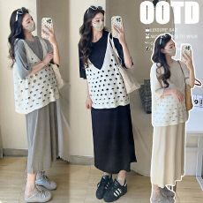 批发实拍2026新款高品质柔软含羊毛<b class='q'>纯棉</b>百搭极简懒人T<b class='q'>连衣裙</b>+编织马甲