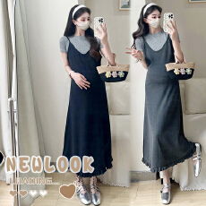 批发实拍 2026新款小香风波点百搭上衣+花边背带针织连衣裙 两件套