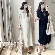 批发实拍 2026新款<b class='q'>大码</b><b class='q'>孕妇</b><b class='q'>可</b>哺乳棉质百搭长款衬衫连衣裙