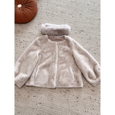 批发蝶宝嘻 复古仿水貂轻奢皮毛一体狐狸毛领环保皮草毛毛外套女冬