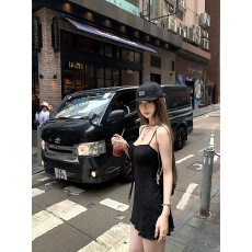 批发Tongiiuu 薇迷莫妮卡 复古度假肌理吊带连衣裙女收腰显瘦a字短裙